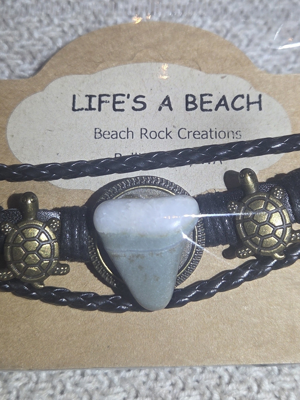 Life's A Beach Turtle & Aventurine Bracelet - Black Cord